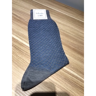 Fukuske 灰色菱格紋中筒紳士襪