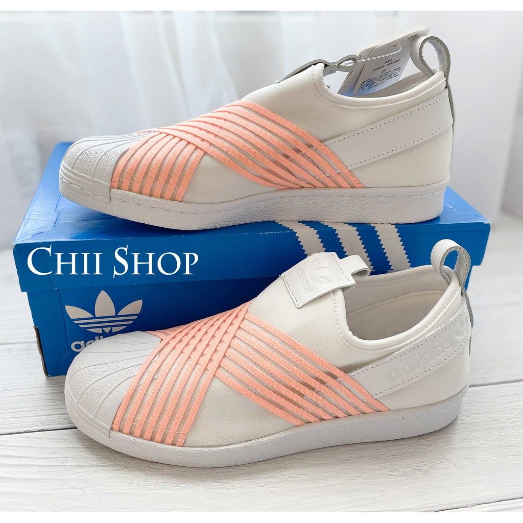 【CHII】韓國代購 adidas Superstar Slip On 繃帶鞋 粉白 線條 粉色 粉紅 D96704
