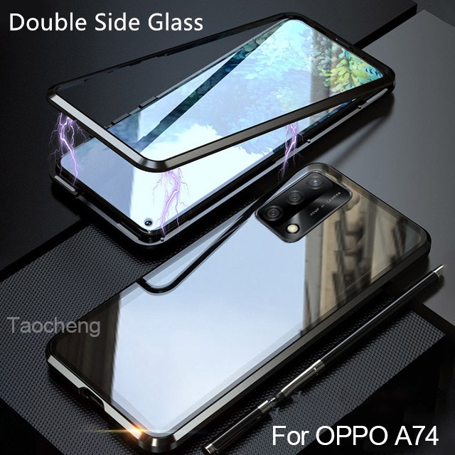 雙面 萬磁王 適用於 OPPO A74 A54 A53 A93  磁性 金屬 鋼化玻璃 手機殼 保護套 掀蓋殼 保護殼