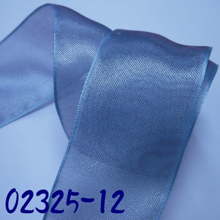 12分(約3.8cm)灰藍薄織帶塑型鐵絲緞帶(02325-12)