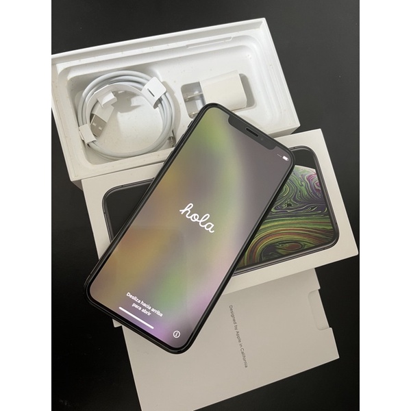 iPhone XS 64g 黑+全新原廠豆腐頭+全新原廠充電線+盒（內泛黃）有貼imos鏡頭貼