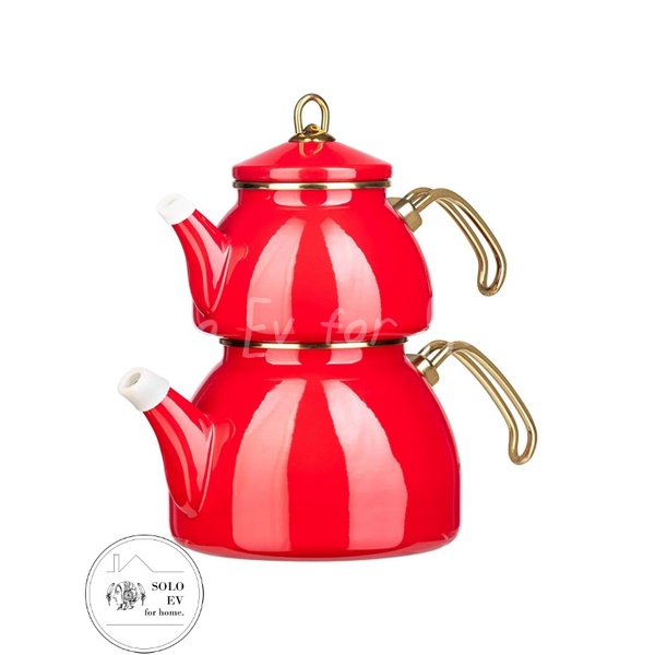 【SOLO歐洲家居】LCW Home 土耳其製 琺瑯壺 子母茶壺 1公升+2公升 茶壺 咖啡壺