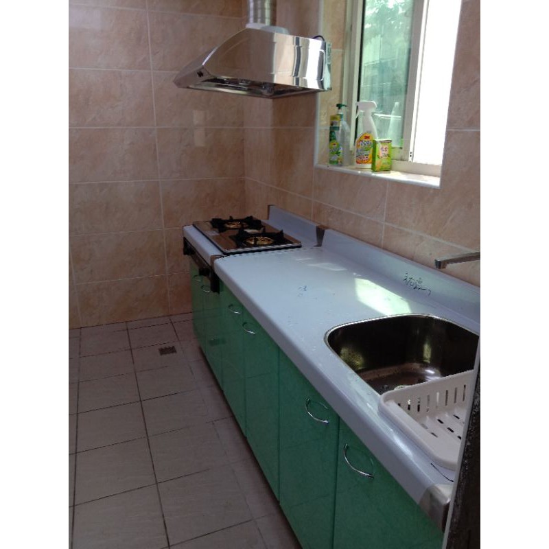 全新品,流理台，2件式廚具，總長216公分，水槽+平台，水龍頭，工廠直營價比批發便宜，億來阿姨廚具行。