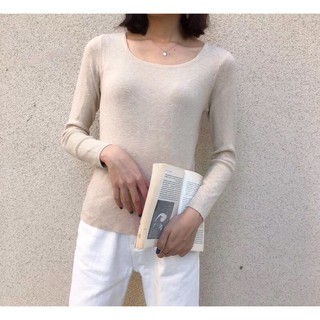 Clotcci 現貨✨含淚特惠💦多件優惠/方領針織長袖上衣女/針織上衣女/針織毛衣/打底衣打底衫/針織衫毛線衣/方領上衣