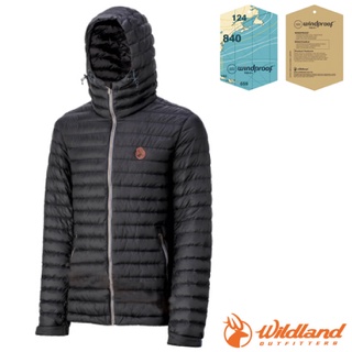 【荒野 WildLand】男款 輕時尚連帽羽絨外套(保暖係數高達700FP) 夾克 保暖 0A32112 黑