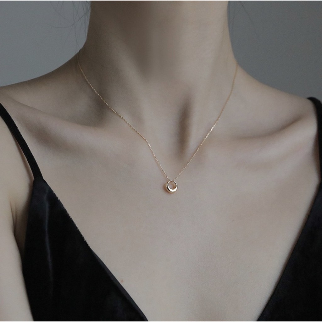 ✨mendy 💕台灣現貨 當日寄出💕ins 小眾設計感 冷淡風 幾何圓圈項鏈 氣質簡約鎖骨鏈