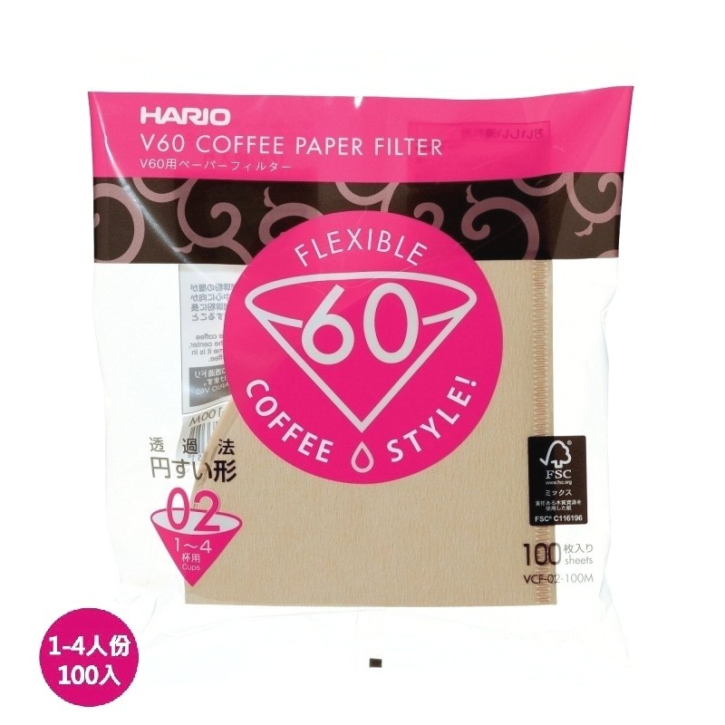 Hario VCF-02 100入 無漂白 02 濾紙 手沖咖啡 錐形 V60☕咖啡雜貨 OOOH COFFEE
