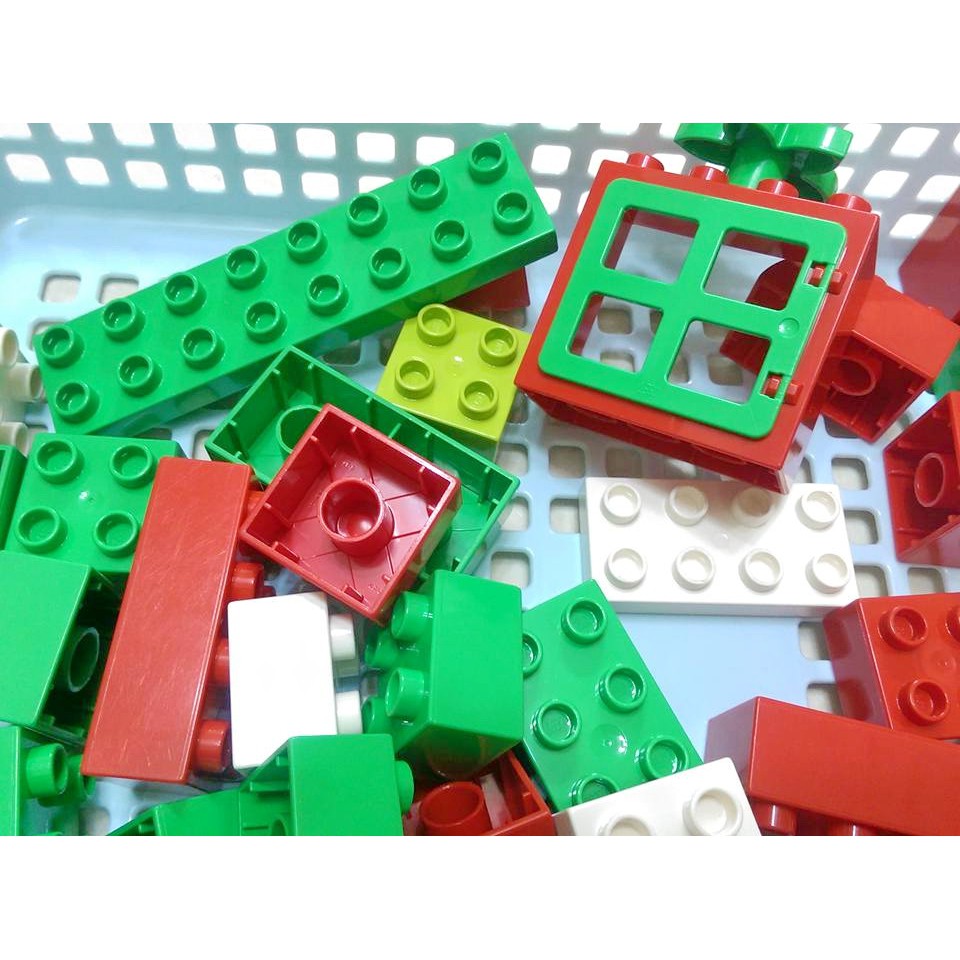 Lego 二手得寶~9 聖誕節色系  Duplo 秤重基本磚 大顆粒 正版樂高 窗戶零件