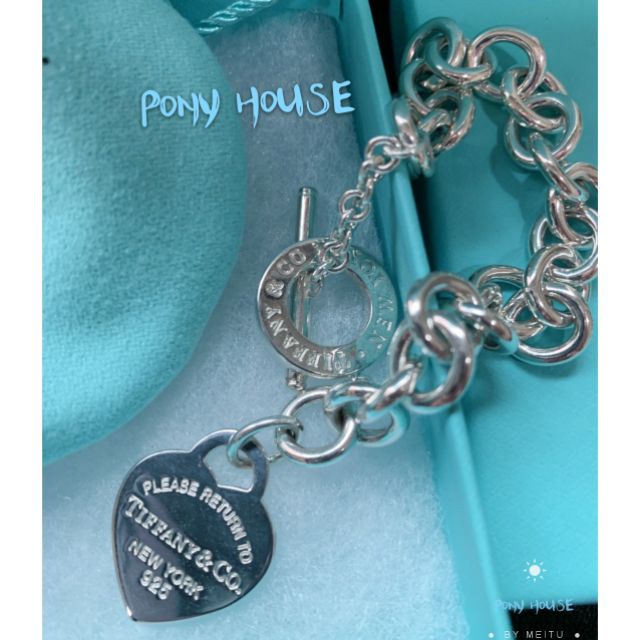 PONY HOUSE  TIFFANY &amp; CO 經典款純銀 T扣手鍊 9.5成新 情人節 禮物