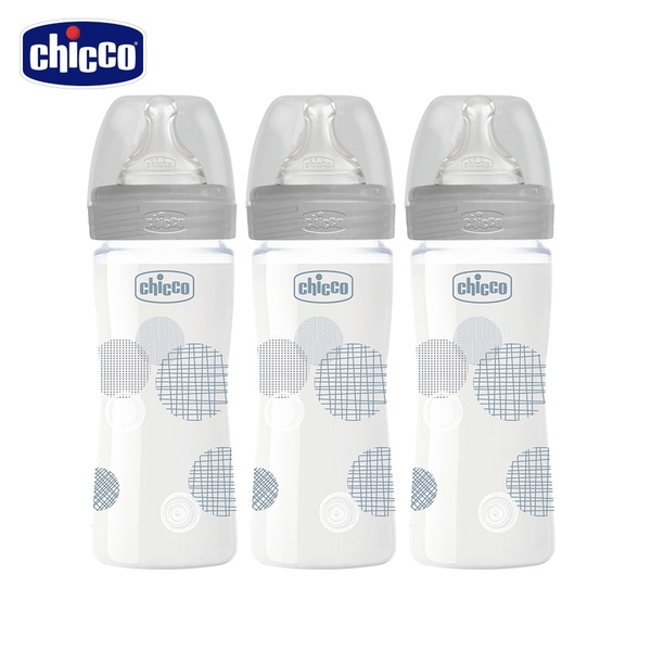 Chicco 防脹氣玻璃奶瓶促銷3入組 240ml(小單孔)【佳兒園婦幼館】