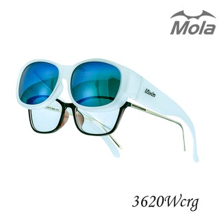 MOLA摩拉近視外掛式偏光太陽眼鏡 套鏡 UV400 polarized 灰片 彩色多層膜 男女 3620Wcrg