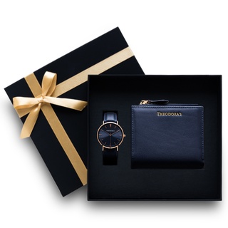 【THEODORA'S】手錶皮夾禮盒-Hera 女款短夾深藍【希奧朵拉】