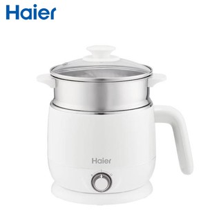 十倍蝦幣 公司貨【海爾Haier】雙層防燙多功能智慧美食鍋附蒸架 白色HB-K039MW 小電鍋電熱鍋煮麵鍋快煮鍋電火鍋
