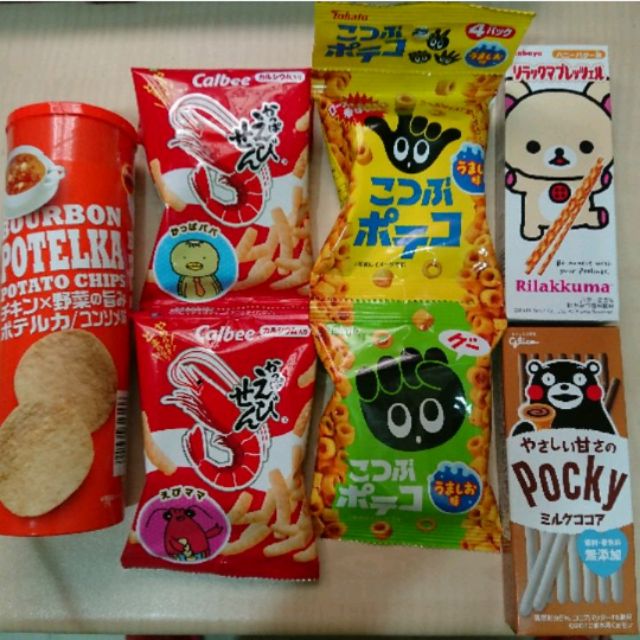 日本食品出清 洋芋片 拉拉熊餅乾 熊本熊餅乾 洋芋圈圈 卡樂比蝦條