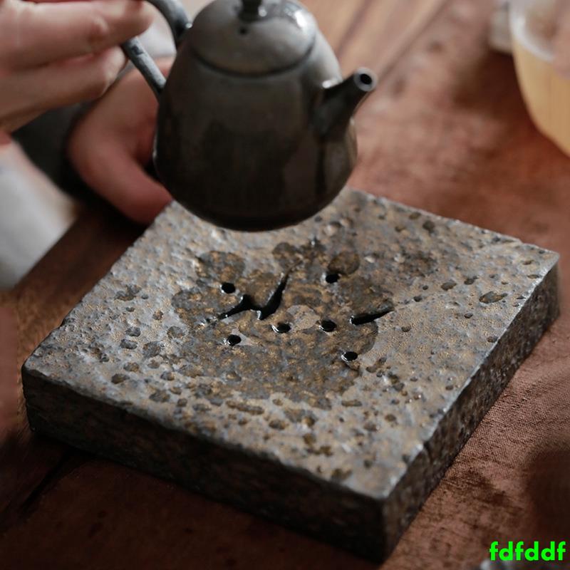 手工 泡茶用具 日式 鎏金石紋 壺承 / 茶船 茶承 干泡茶盤 柴燒 窯變 茶盤 茶具 柴燒壺