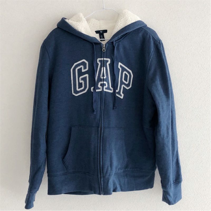 日本購入 真品 GAP 藍色厚刷毛連帽外套 XL 男