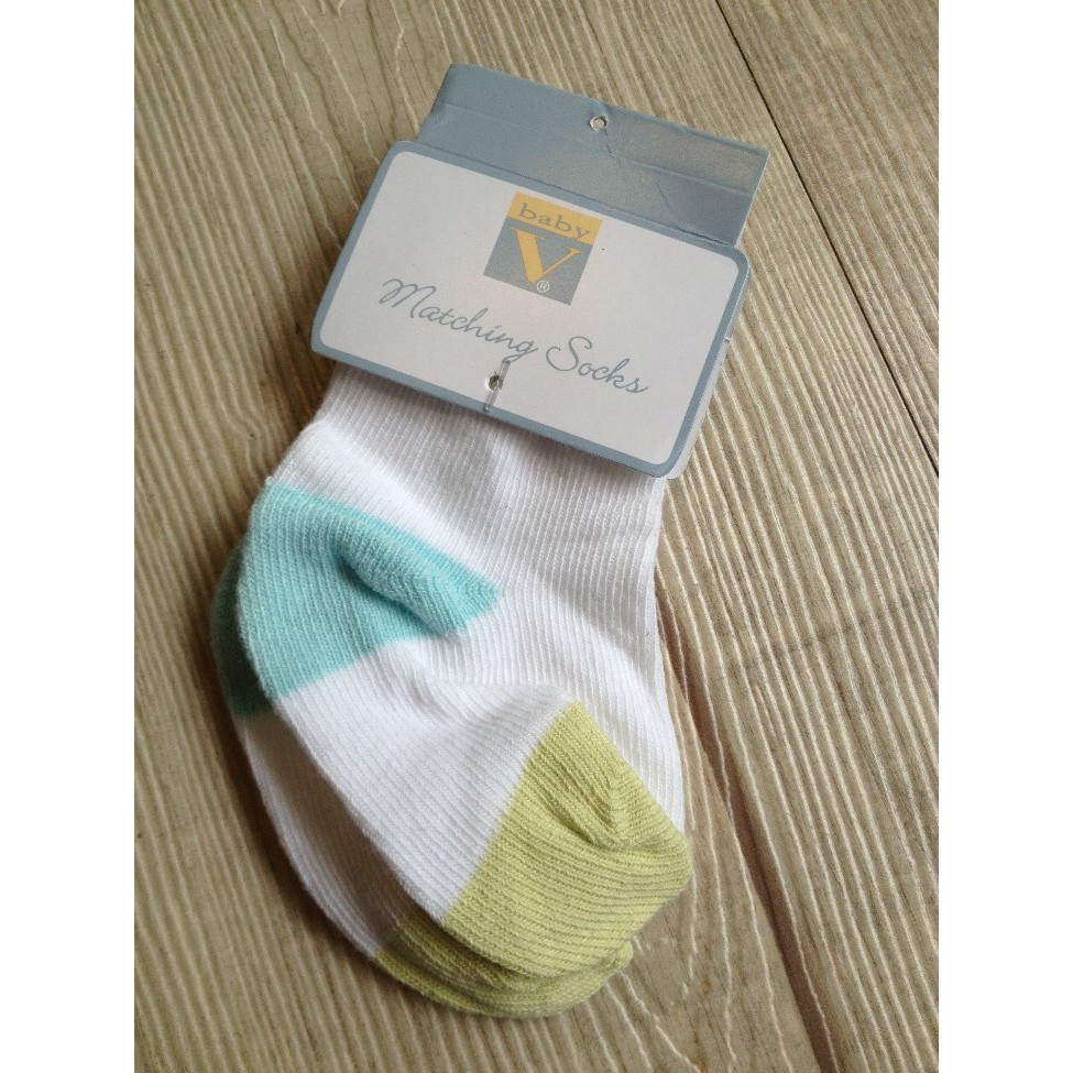 英國維他命小BB出生嬰兒襪0-3M(藍綠款)