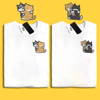 JZ TEE 哈士奇 貓咪-珍珠抱抱 情侶 短袖T恤衣服 男女通用版型上衣