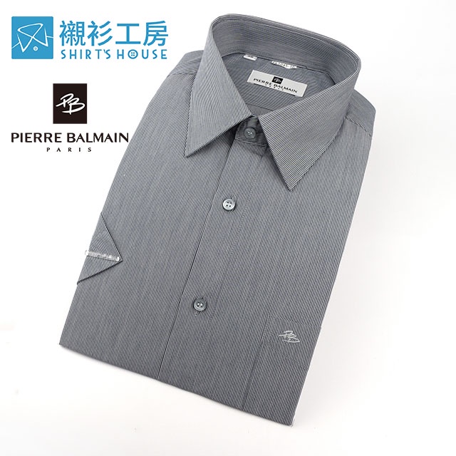 皮爾帕門pb黑色細條紋顯瘦合身短袖襯衫63045-10-襯衫工房