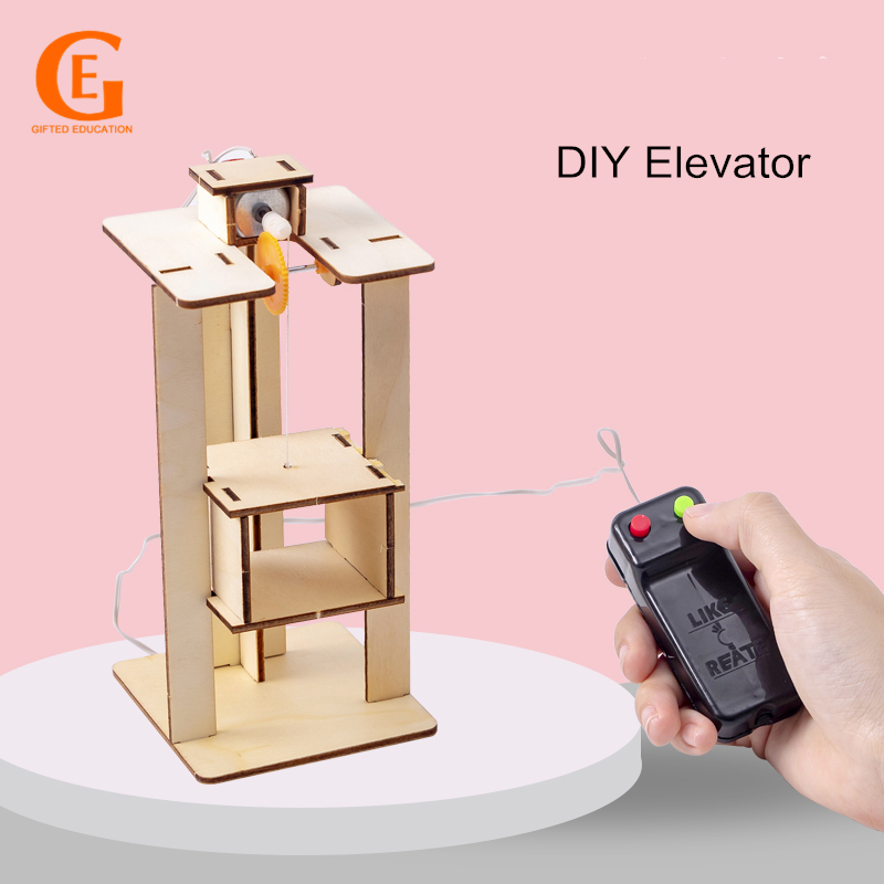 資優教育 小學生手工diy科技小製作創意發明steam自製電梯升降機拼裝科學實驗教具玩具