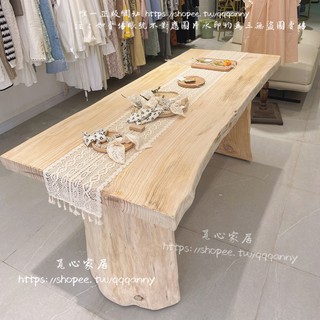 <覓心家居>北歐服裝店舊木桌展示桌中間擺放中島桌流水臺長桌餐桌實木辦公桌