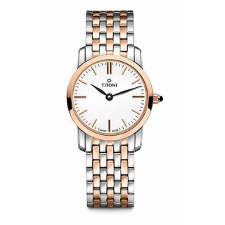 TITONI 瑞士梅花錶纖薄系列 TQ42918SRG-583 簡約金屬時尚腕錶/玫瑰金 24mm