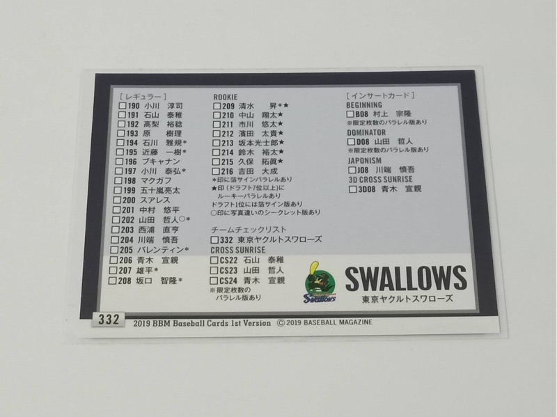 現貨19 日本職棒球員卡bbm 第一彈東京養樂多燕子隊全都球員卡一套 蝦皮購物
