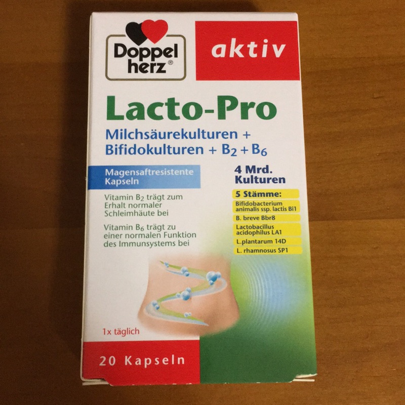 Doppel Herz Lacto-Pro 20錠 促進腸胃蠕動 維他命 B2 B6 德國雙心