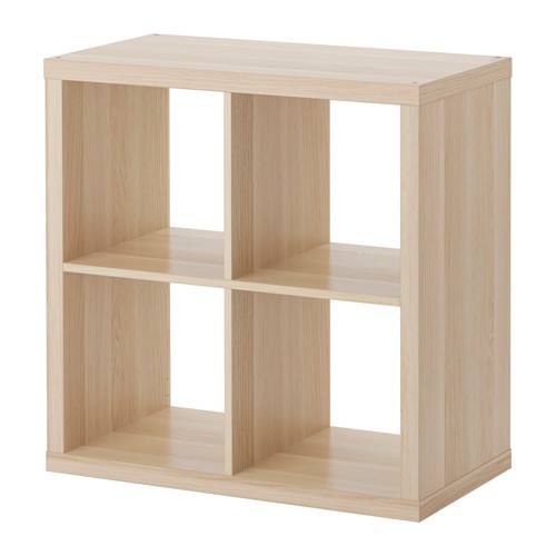 二手 IKEA KALLAX 木紋 4格層架組 / 收納櫃  附DRÖNA四格黑色收納盒
