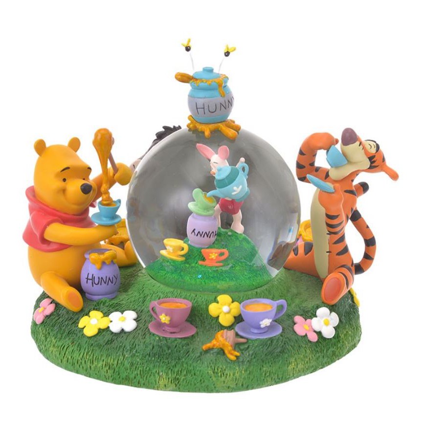 【彩購屋】現貨 日本正版 Disney 迪士尼 小熊維尼 維尼熊 跳跳虎 驢子 小豬 擺飾 水晶球 Pooh's Day