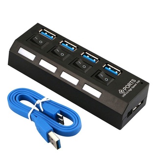 4孔排插式 USB HUB 獨立開關控制 分線器 USB 3.0 集線器 大功率 帶開關帶藍光 桌電筆電利器