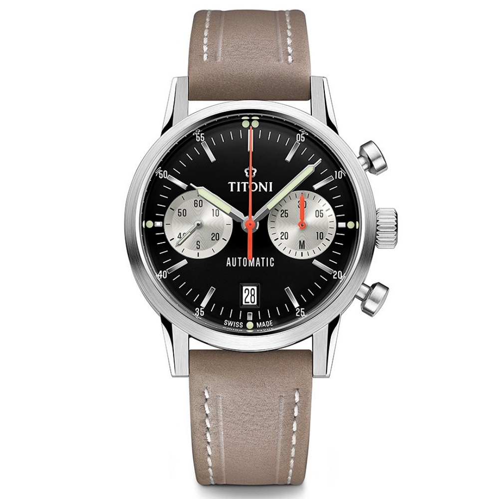 【聊聊甜甜價】TITONI 梅花錶 傳承系列 熊貓 復刻 計時機械腕錶 / 41mm / 94020S-ST-681