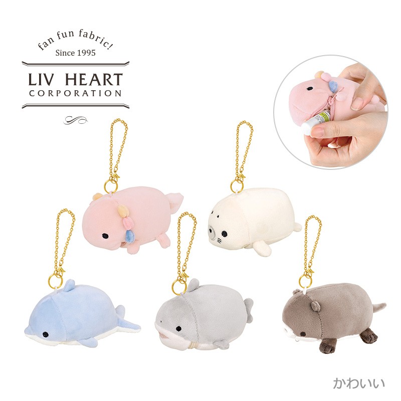 日本 LIV HEART 麗芙之心鯊魚海豹海豚書包公仔鑰匙小掛件毛絨玩具可愛創意萌玩偶