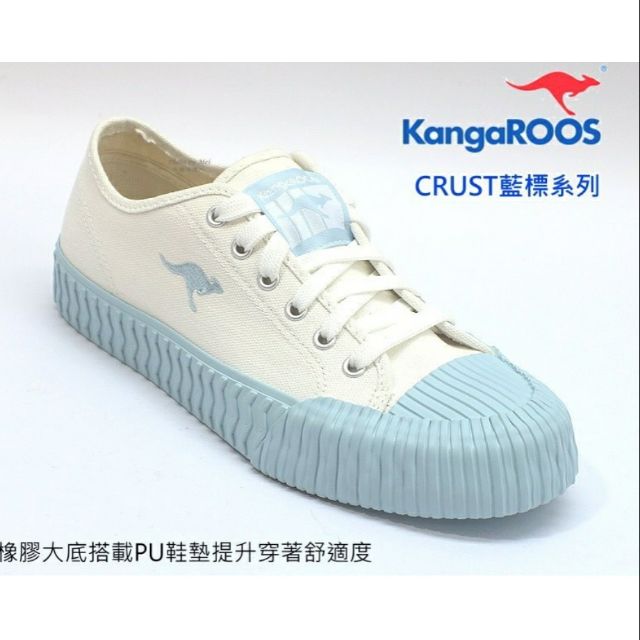 新品上架  袋鼠  KangaROOS CRUST藍標系列 女 帆布厚底餅乾鞋 ( 白淺藍 KW01559 )