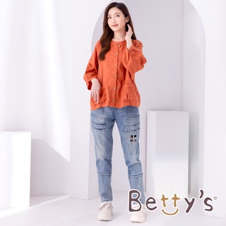 betty’s貝蒂思(05)鬆緊繡花抽鬚牛仔褲(牛仔藍)