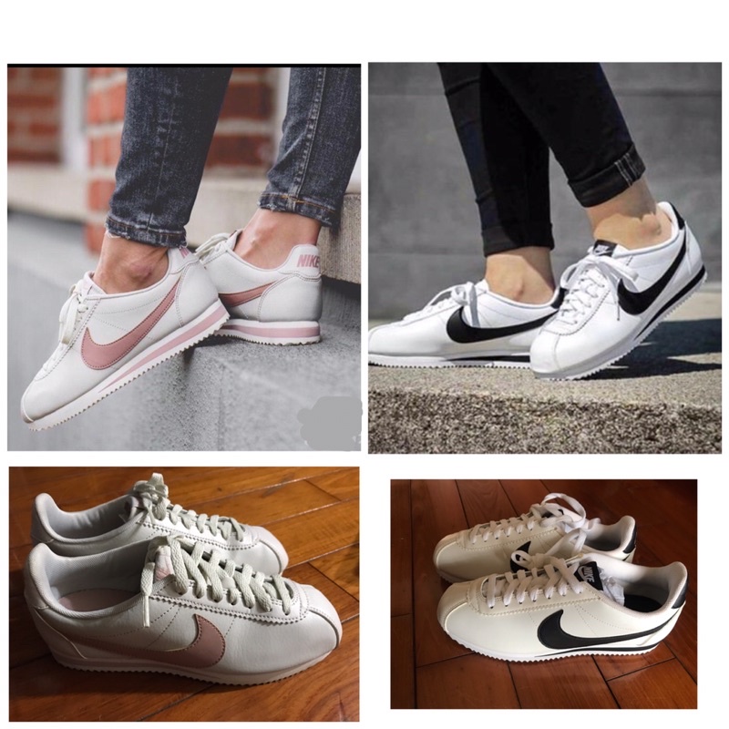 出清NIKE CLASSIC CORTEZ 阿甘 女款 皮革 灰底粉勾807471-013