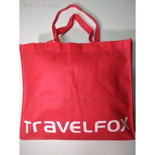 TRAVEL FOX 手提袋 紅色不織布有側邊與底部 36cmx31.5cm