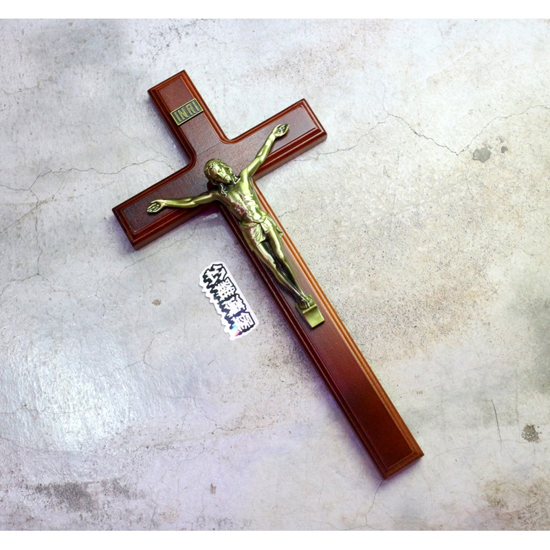 「耶穌 耶和華 上帝 十字架 十字 掛飾 壁掛 擺飾 高約40cmx20cm 櫸木 @公雞漢堡」