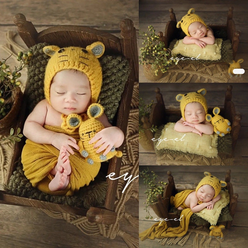 嬰兒攝影套裝 嬰兒造型服 藝術照道具兒童新生兒寶寶主題服裝道具拍照攝影滿月寶寶老虎造型創意衣服
