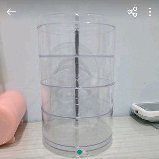 【二手近全新】透明旋轉飾品小物收納盒（四層）