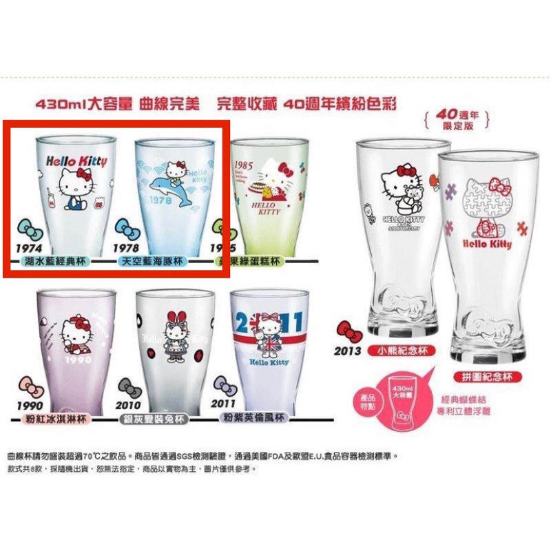 7 11 Hello Kitty 40週年經典玻璃曲線杯 蝦皮購物