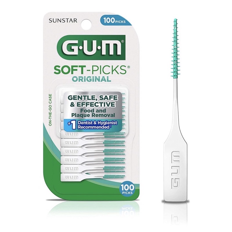 現貨!超值！德國製🇩🇪SUNSTAR GUM Soft Picks 軟式矽膠牙齒清潔棒/牙間刷/牙線棒100支附收納盒