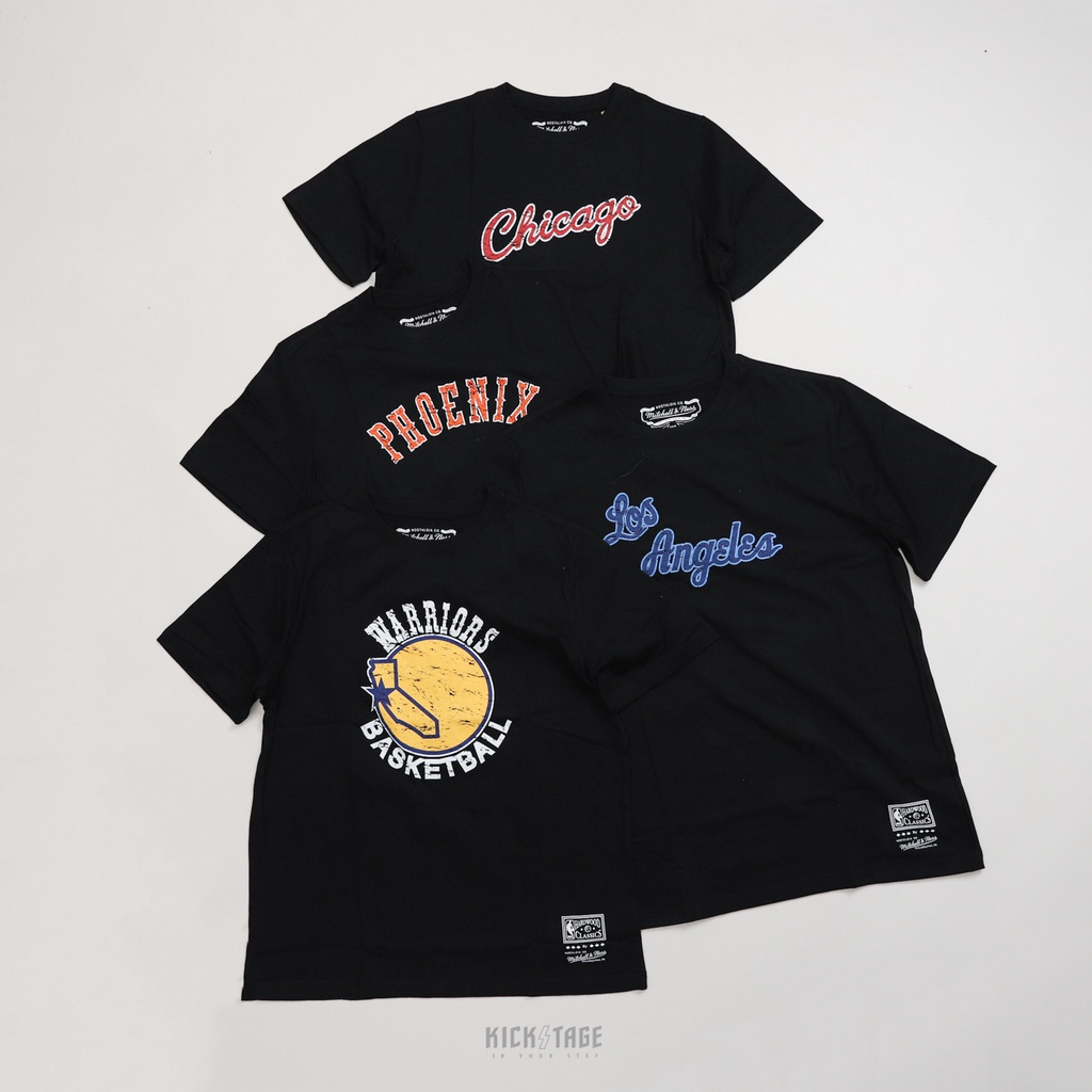 Mitchell &amp; Ness NBA CITY LOGO TEE 芝加哥 勇士 湖人 太陽 仿舊 短T【MNTS003