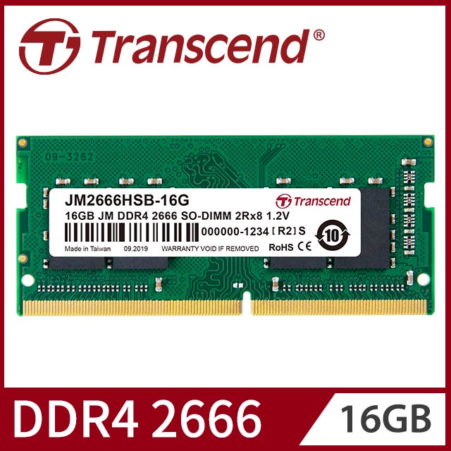 【Transcend 創見】16GB JetRam DDR4 2666 筆記型記憶體 SO-DIMM NB R