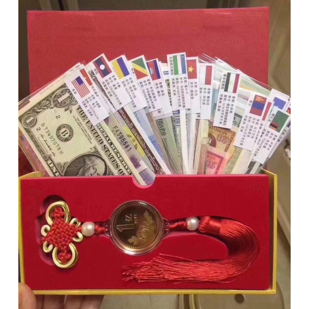 發發發◎狗來富 新年紅包禮盒【富貴版】 全新 28國52張外國錢幣 外幣壓歲錢 紅包袋全是真鈔 新年送禮自用