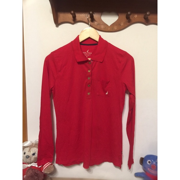 美國🇺🇸nautica 紅色 長袖 T恤 女 m碼