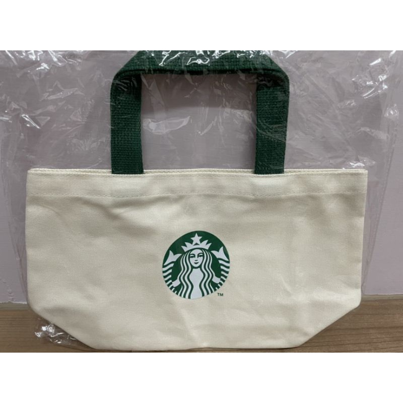 全新- 星巴克Starbucks 帆布隨行袋/手提袋/米白色