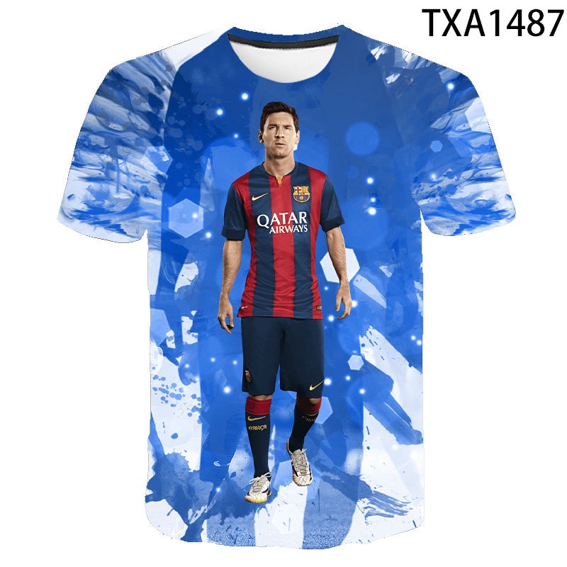 短袖 3D 打印男士女士 T 恤 FC Barcelona Leo Messi T 恤休閒街頭服飾上衣 T 恤