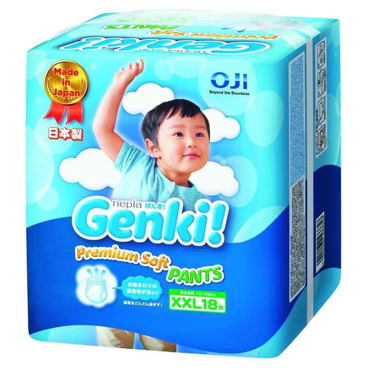 日本王子 - Genki - 日本製 - 褲型元氣褲 - 尿布 - XXL號 18片/包 - 6包一箱&lt;只限宅配&gt;