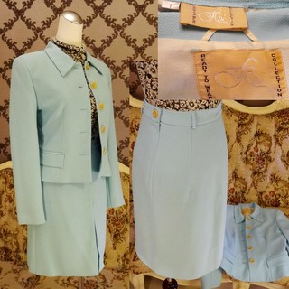 西裝套裝 西裝外套 短窄裙 蒂芬妮水藍套裝 一套二件 出清價1500 快樂行商店